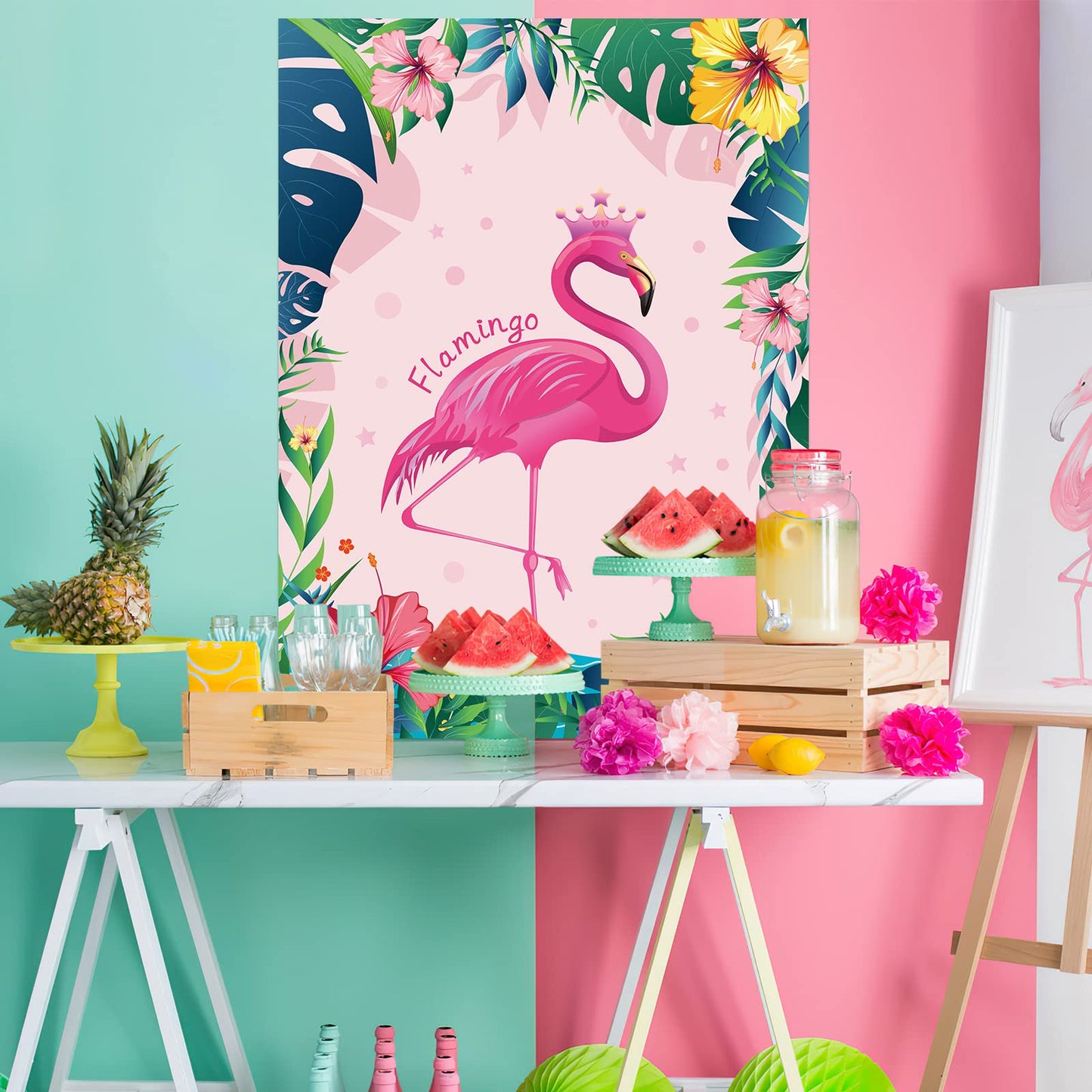 Astaron Pin The Crown On The Flamingo, Flamingo Theme Party Game With 24 Crowns For Kids Birthday And Hawaiian Luau Tiki Party Supplies