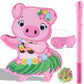 Threan Small Pig Piñata Hawaiian Party Decorations Pink Pig Piñata With Blindfold Stick For Summer Hawaii Aloha Tropical Themed Birthday Party Supplies, 16.5 X 12.4 X 3.1 Inch