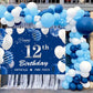 12Th Birthday Backdrop Banner, Navy Blue Silver Official Pre-Teen 12Th Birthday Photography Background, 12 Years Old Boys Birthd