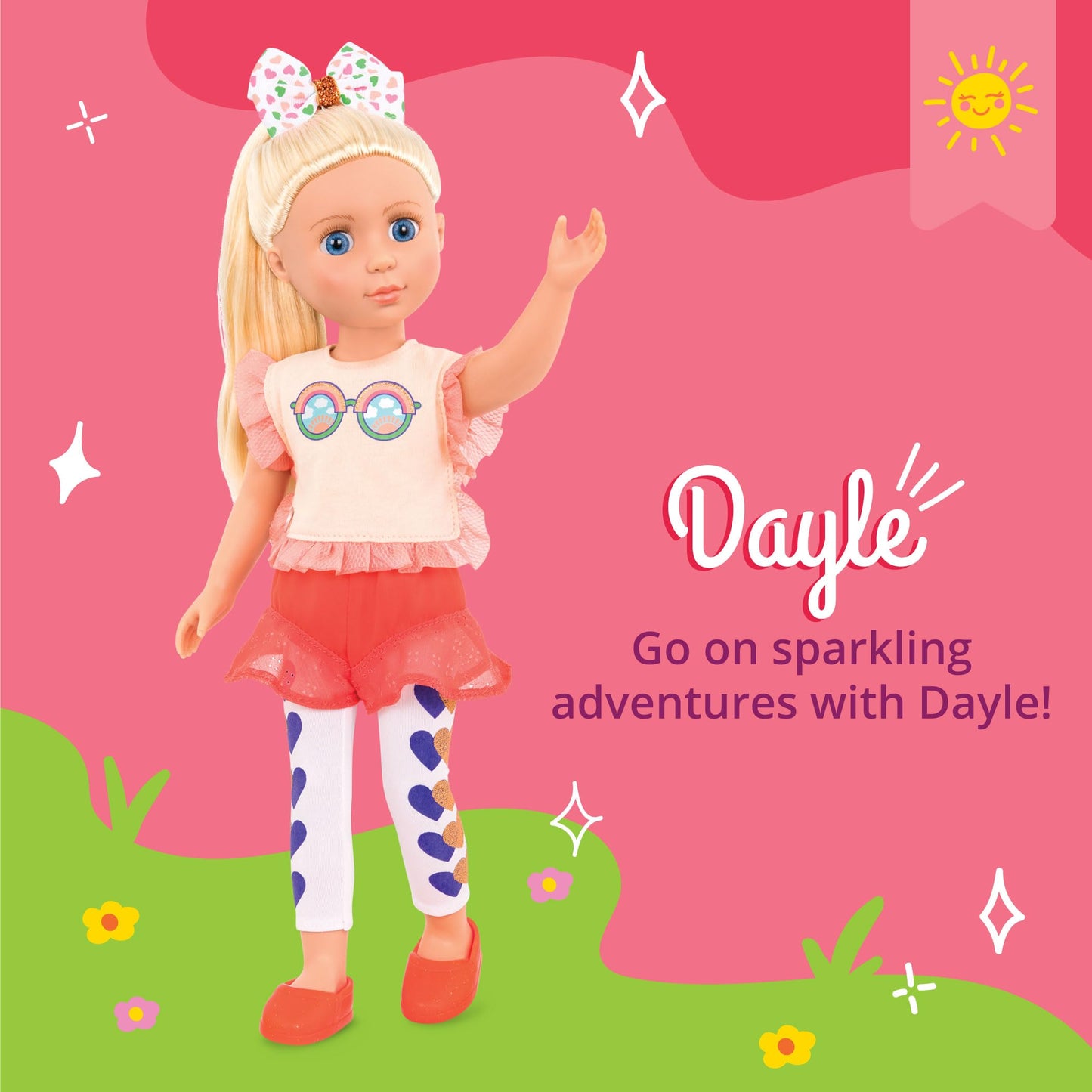 Glitter Girls - 14-inch Fashion Doll - Blonde Hair & Blue Eyes - Sunglasses Top, Heart Leggings & Hair Bow - Poseable Arms & Leg