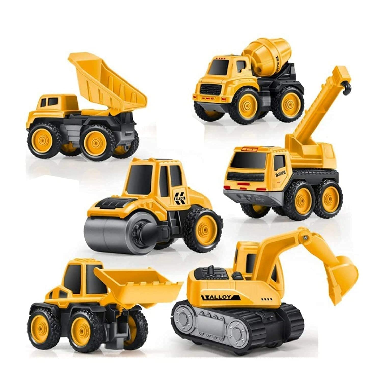 Ktrs Enterprise Metal Team Car Unbreakable Engineering Automobile Construction Car Toys Set Crane Excavator Road Roller Forklift