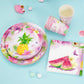 Wernnsai Flamingo Party Supplies - 64Pcs Tropical Hawaiian Luau Party Decorations Disposable Party Plates Napkins Cups Pink Tableware Set For Kids Girls Baby Shower Birthday Party Decor