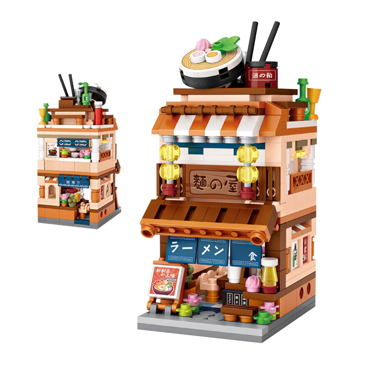 Asstysxh Japanese Street View Ramen Shop, Mini Building Blocks Bricks Set, 412Pcs Mini Building Blocks Model Mini Shop Bricks Se