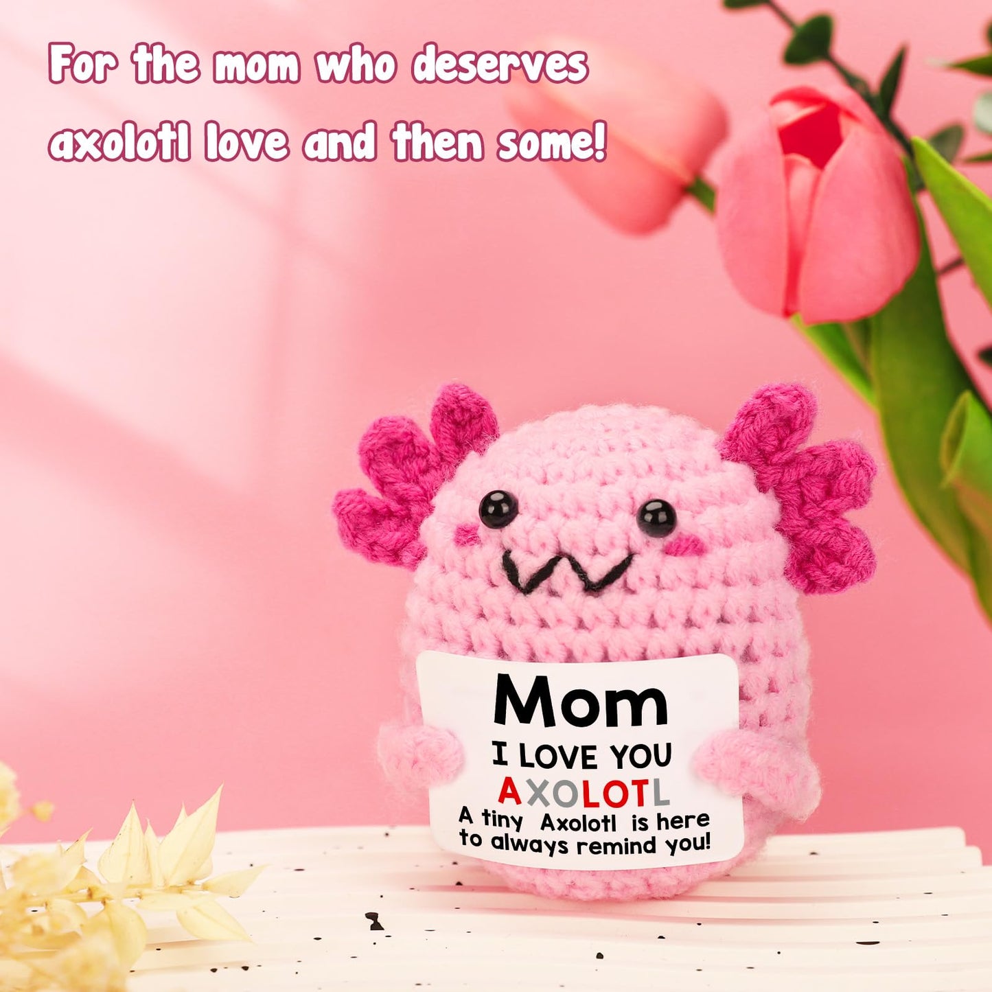 Mom Gifts from Daughter, Mini Crochet Axolotl for Mothers Day Birthday Christmas, Funny Present for Bonus New Mom in Law Son Kid