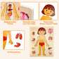 Wooden Body Puzzles for Kids, Toddler Montessori 14 Pieces Girl Anatomy Puzzle, Human Body Learning Toy with Internal Organs Ear