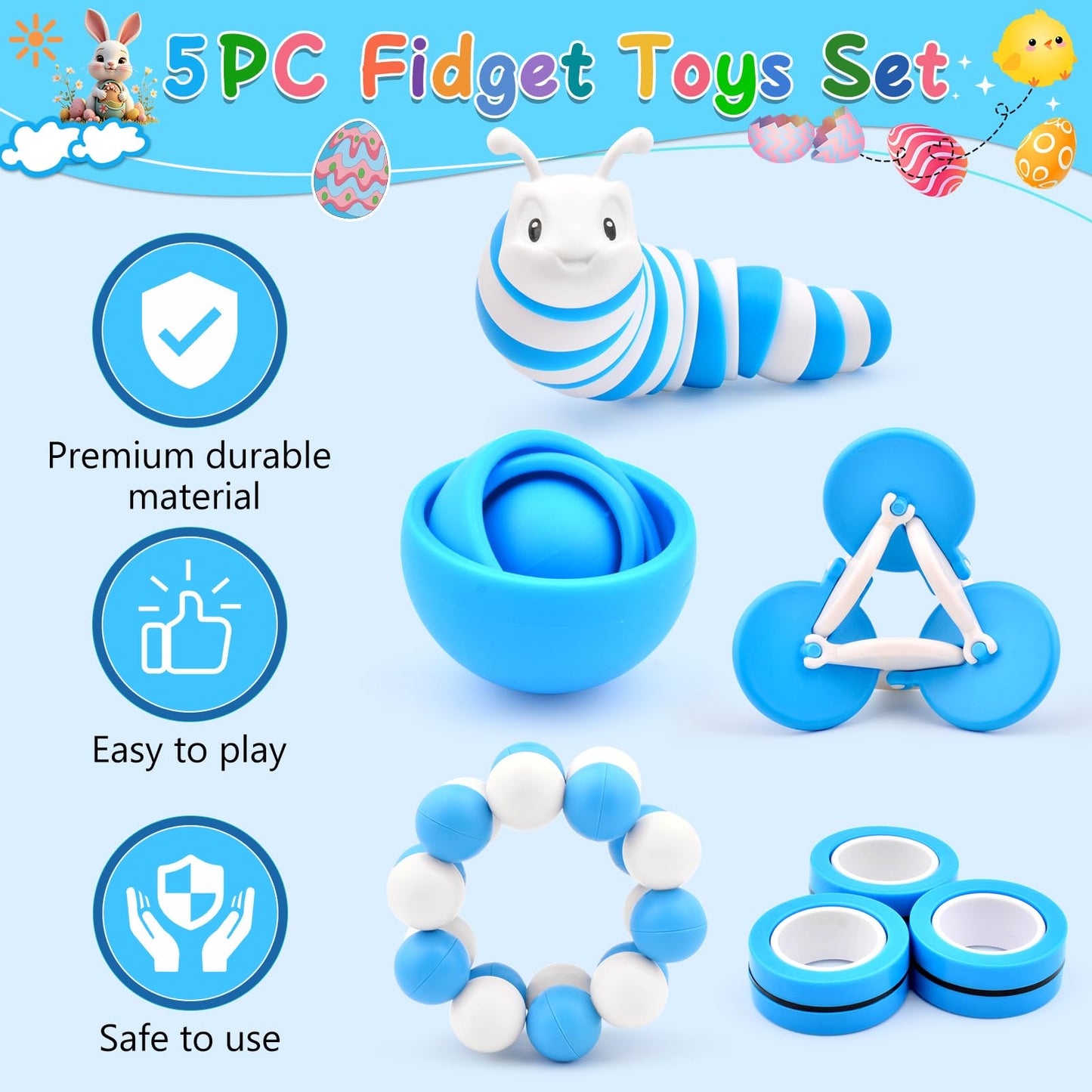 Fidget Toys Adults Pack, Sensory Toys Set for Kids, Fidget Spinner Slug, Figette Cool Gadget for 8-12 Boys Teens ADHD Autism Str