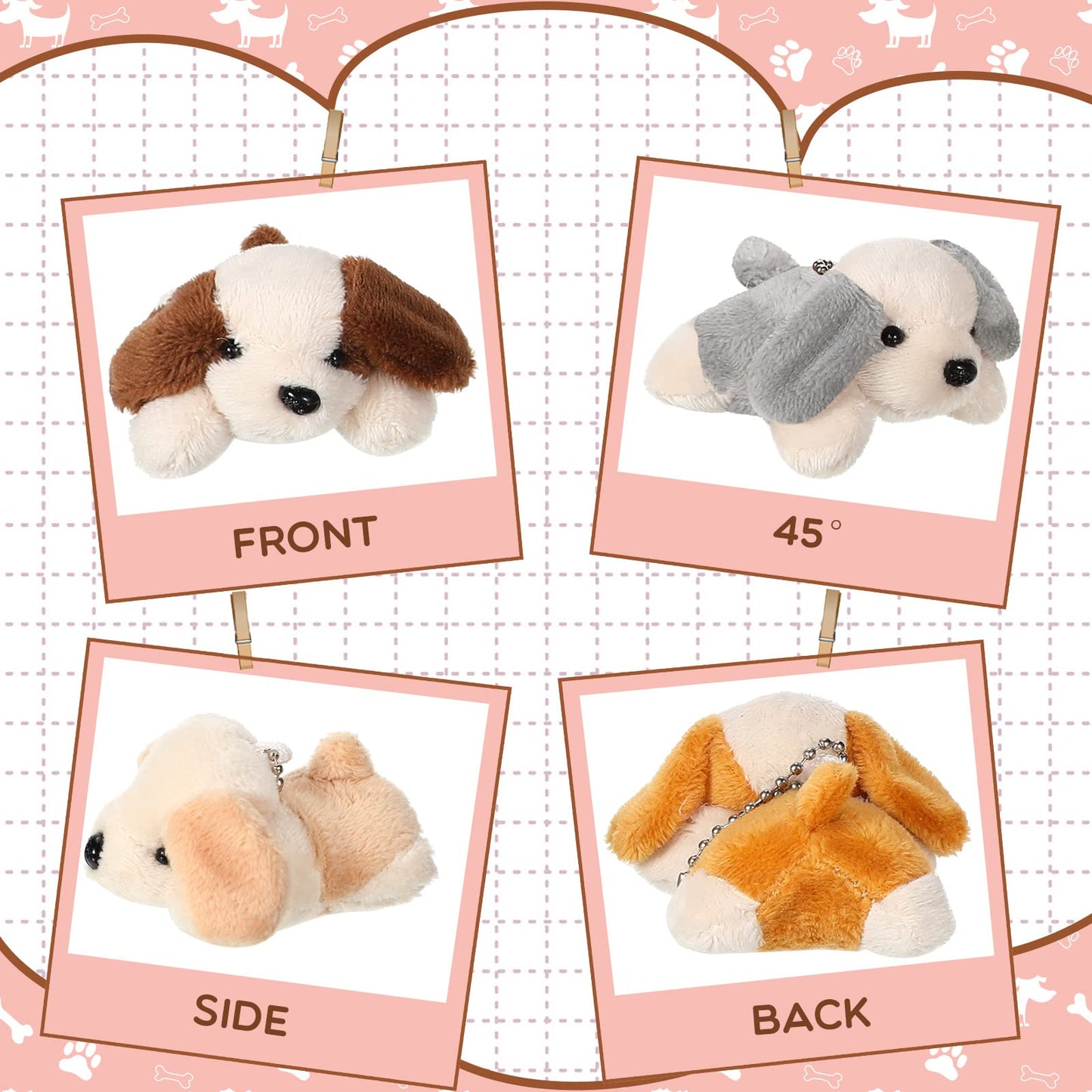 Sosation 20 Pcs Mini Plush Stuffed Puppy Bulk Valentine'S Day Gift Dog Party Favor Gift Toy Soft Plush Dog For Goodie Bag Filler