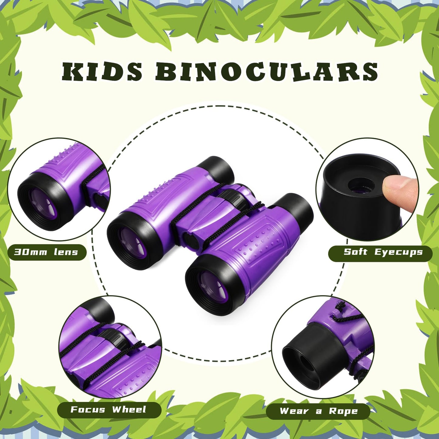 Libima 24 Pcs Binoculars for Kids Educational Compact Kids Binoculars with Neck String Toddler Telescope for Boys Girls Learning Bird Watching Camping Hiking Travel Safaris Birthday Gifts(Purple)