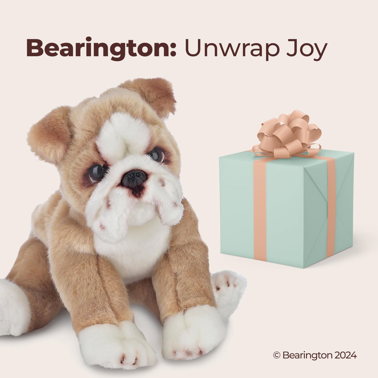 Bearington Bulldog Plush Toy - 13" Dog Stuffed Animal, Soft Plush Fabric, Kids' Toy, Model 842878033243