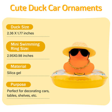 Wonuu Car Accessories Rubber Ducks Dashboard Decorations Rubber Duck Pink Accessories Dashboard Duck Car Decorations Car Ducks For Dashboard Car Duck Car Dashboard Decorations, Bgorange-Strawhatyellow