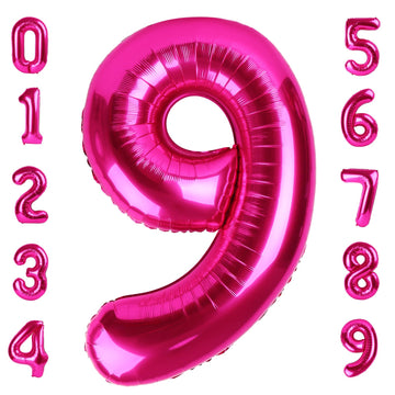 Hot Pink 9 Balloon Number 40 Inch, Number 9 19 29 39 1989 Birthday Balloons Large Foil Mylar Decorations For Birthday Party, Eng