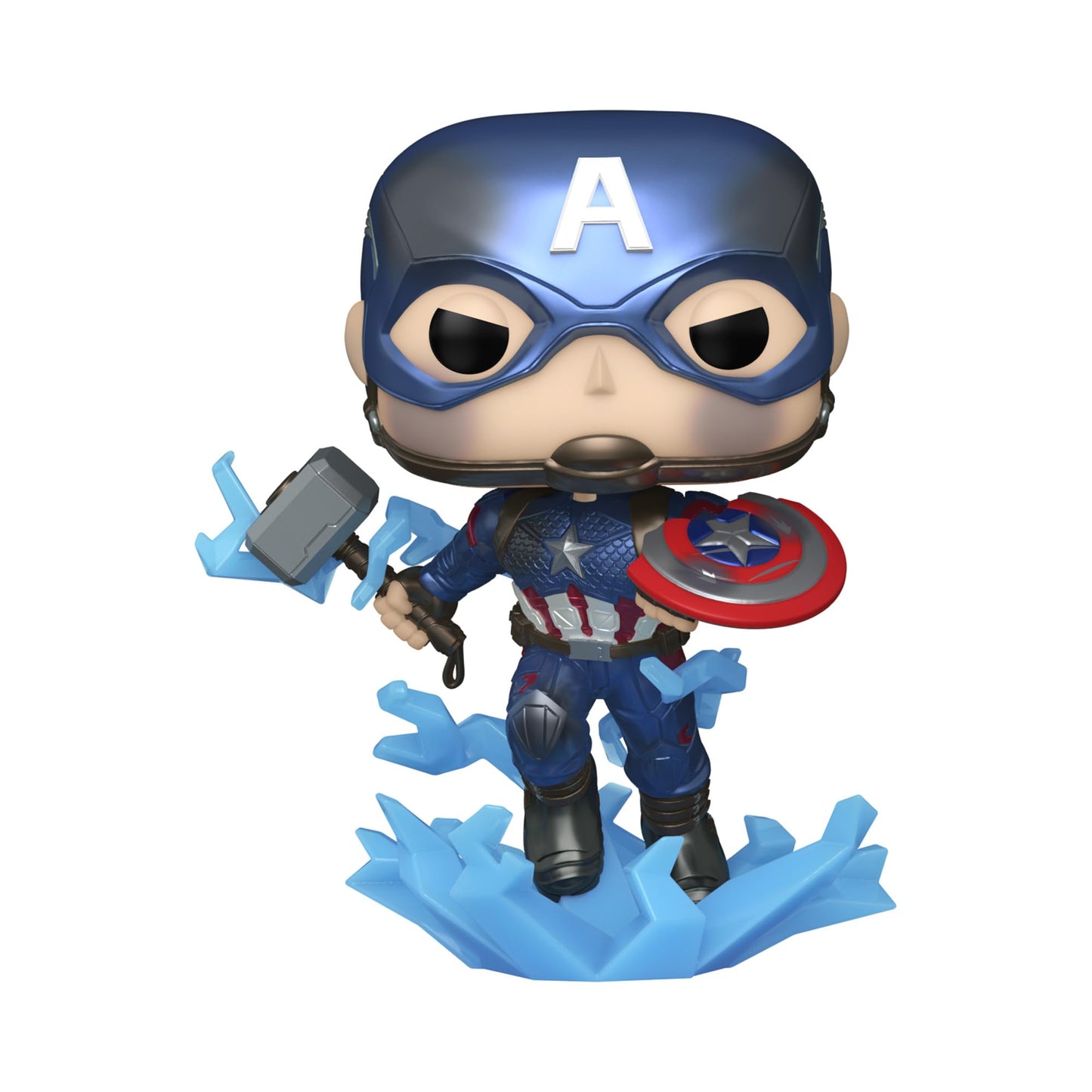 Funko POP! Marvel Captain America Glow in The Dark & Metallic with Broken Shield & Mjolnir - Model 68656, Multicolor Exclusive