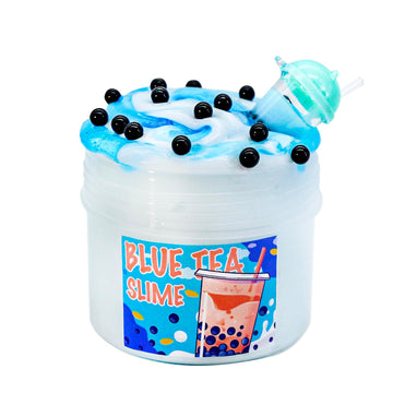 Blue Bubble Tea Themed Slime(7Oz) - Thick And Glossy Textured Slime - Handmade Slime - Asmr Slime