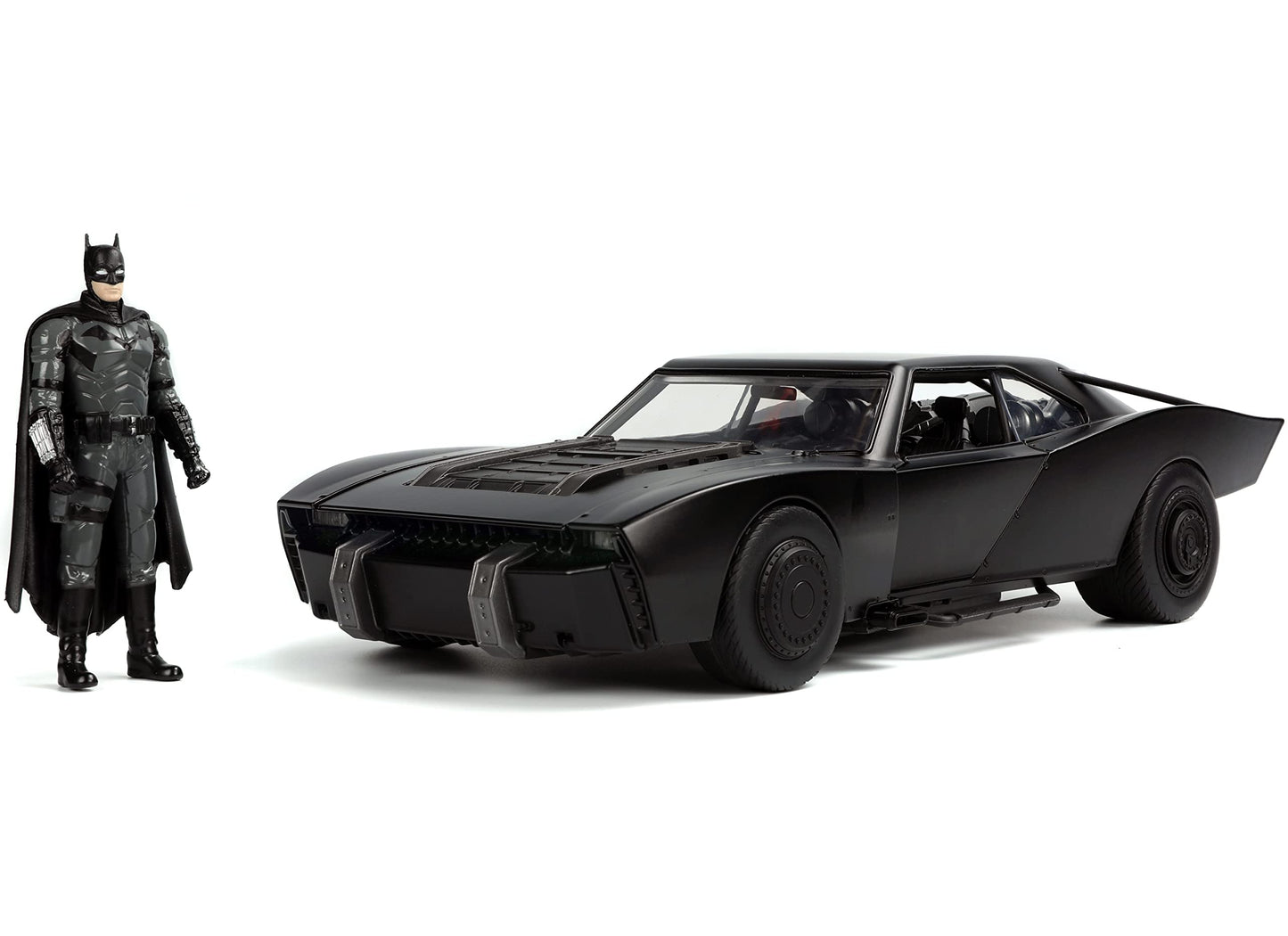 Jada Toys Dc Comics The Batman 1:18 Batmobile With Lights Die-Cast Car & 3.75' Batman Figure, Toys For Kids And Adults ,Black
