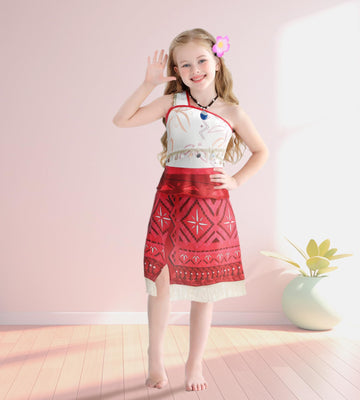 Bvthiynu Princess Dress for Girls Toddler Ocean Adventure Costume Birthday Party Cosplay Fancy Dress up, 3-4 Years Red