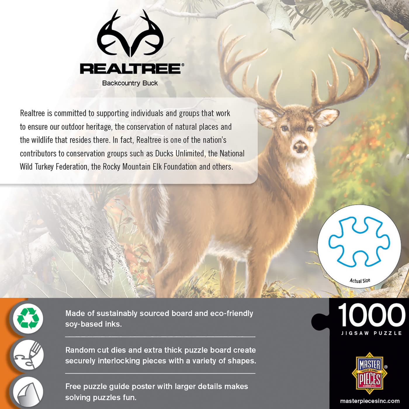 MasterPieces 1000 Piece Jigsaw Puzzle for mature-themeds  Family  Or Youth - Backcountry Buck - 19.25x26.75