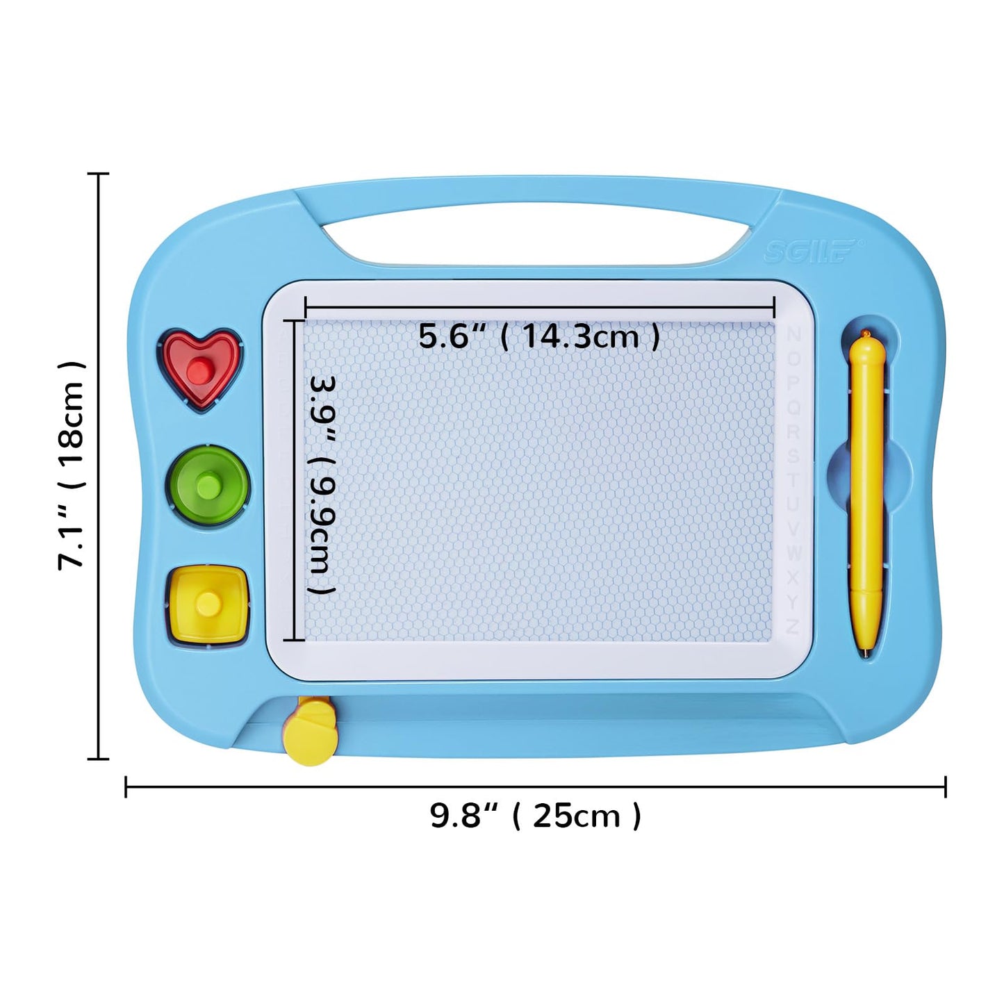 Sgile Magnetic Drawing Board For Kids, Colorful Erasable Doodle Board With Magnet Pen, Painting Sketch Pad With Three Stamps, Travel Toy, Birthday Gift, Educational Learning Toy For Toddlers, Light-Bl