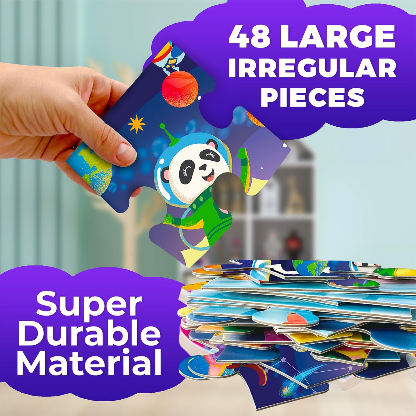 Quokka Giant Floor Puzzle For Kids Ages 4-6 - 2X3 Feet Extra-Thick 48 Pieces Toddler Puzzle Ages 3-5 - Space Educational Activit