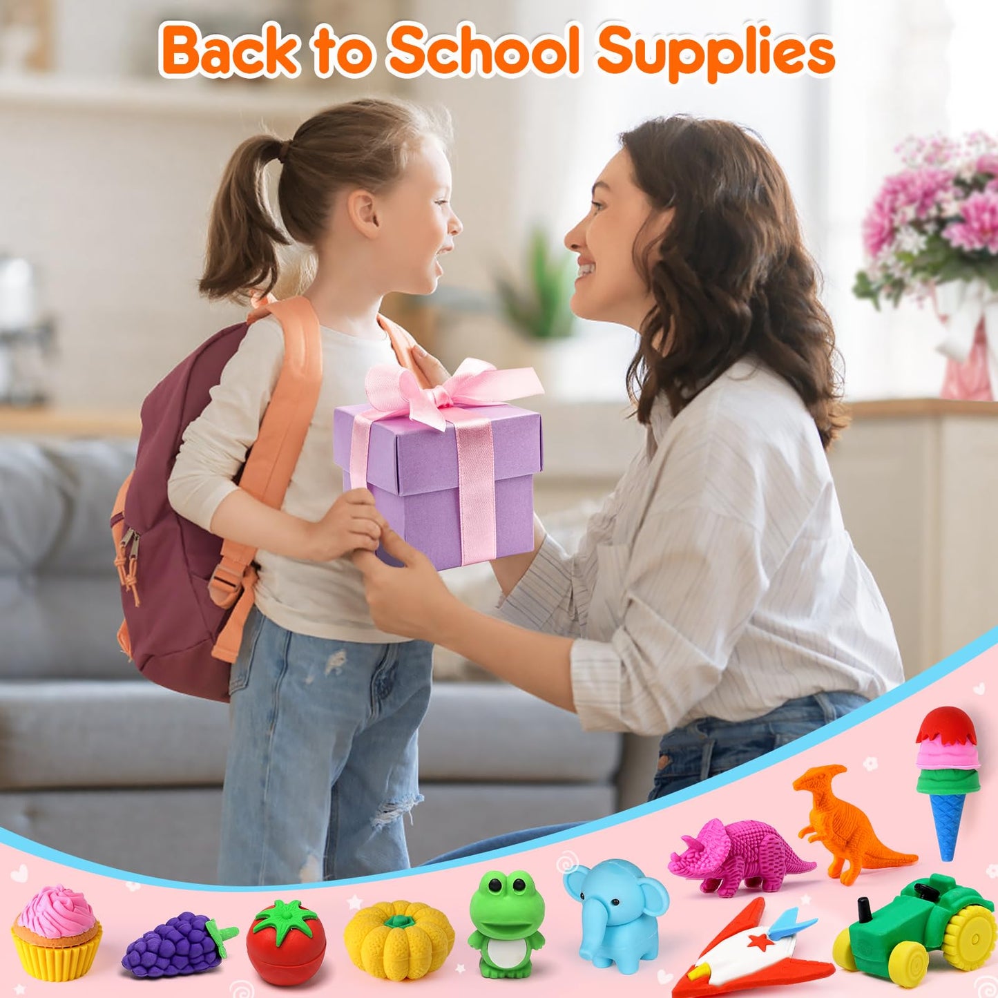 Palmatte 140Pcs Mini Animal Erasers For Kids Bulk, Cute Desk Pets Kids Prizes Treasure Box Toys For Classroom Rewards Back To School Supplies, Random 3D Puzzle Erasers Kids Party Favors Goodie Bags