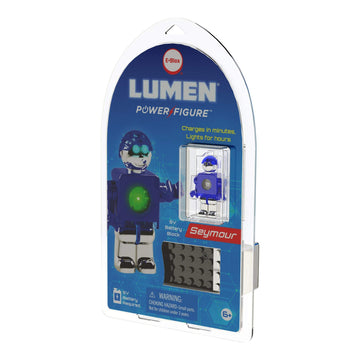 E-Blox Lumen Power Figure Seymour, Led Glowing Light Up Figure, Glows Green & Blue When Connected To Metal Contact Point, Buildi