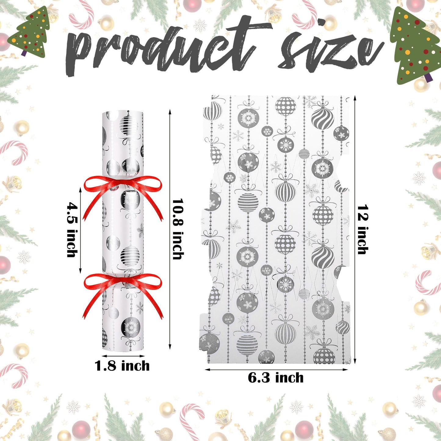 TaoBary 24 Packs Christmas Crackers DIY Christmas No Snap Party Table Favors Christmas Holiday Table Favors Xmas Crackers DIY Ch