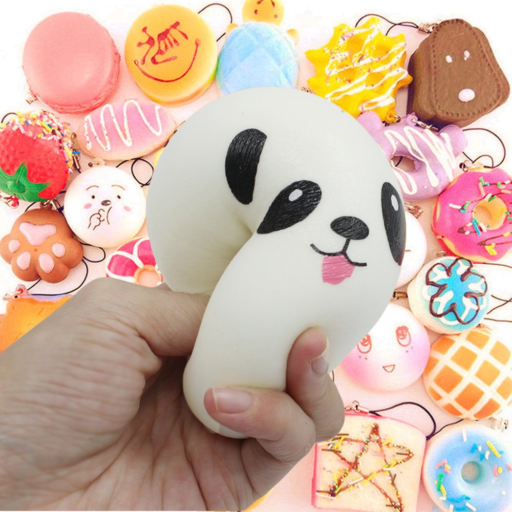 Budi Upgraded Coluans 30Pcs Kawaii Squishies Random Super Slow Rising Squeeze Fidget Toy Bun Phone Straps Stress Relief Toys For Adults Birthday Favors For Kids Treasure Box Pinata Pretend Play