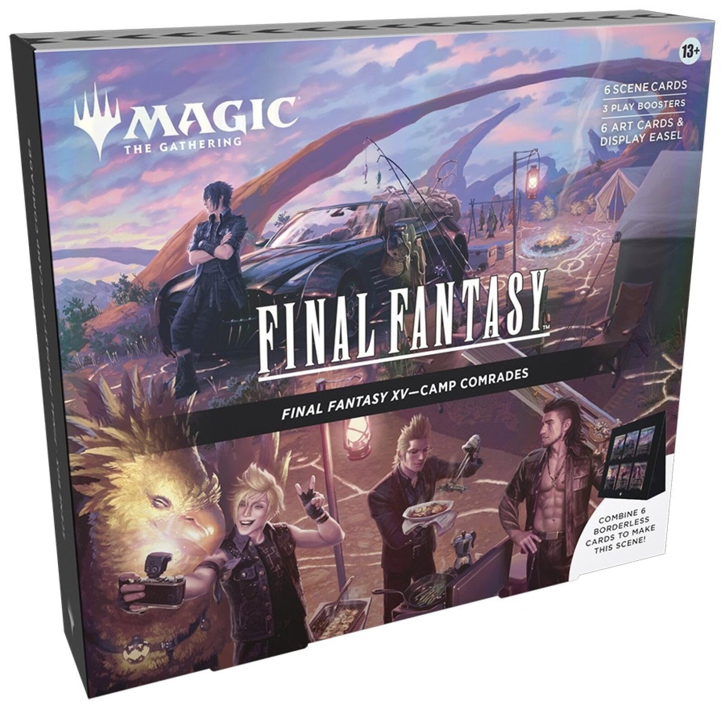Magic: The Gathering - Final Fantasy XV Scene Box - Camp Comrades | 6 Foil Borderless Scene Cards, 6 Art Cards, 3 Play Boosters 