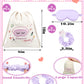 Bunnycool 24 Pcs Sleepover Spa Party Supplies Birthday Party Favor with Satin Eye Mask Satin Hair Scrunchies Gift Bag(Purple)