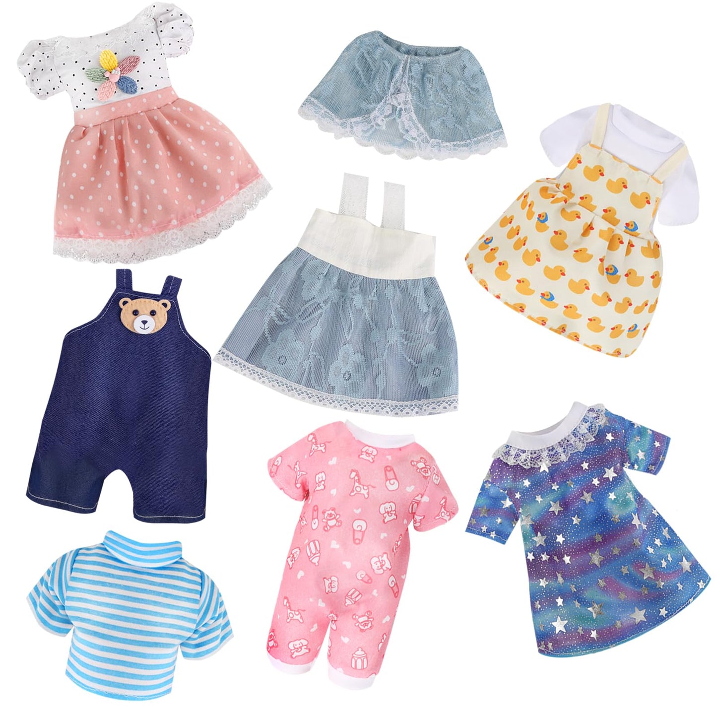 Alive Doll Clothes And Accessories - Baby Doll Dresses Fit For 10 11 12 Inch Girl Dolls, 6 Sets Doll Outfits Include Doll Dresses, Pajamas, One-Piece Suit, Jumpsuits, For Girls Gifts Christmas
