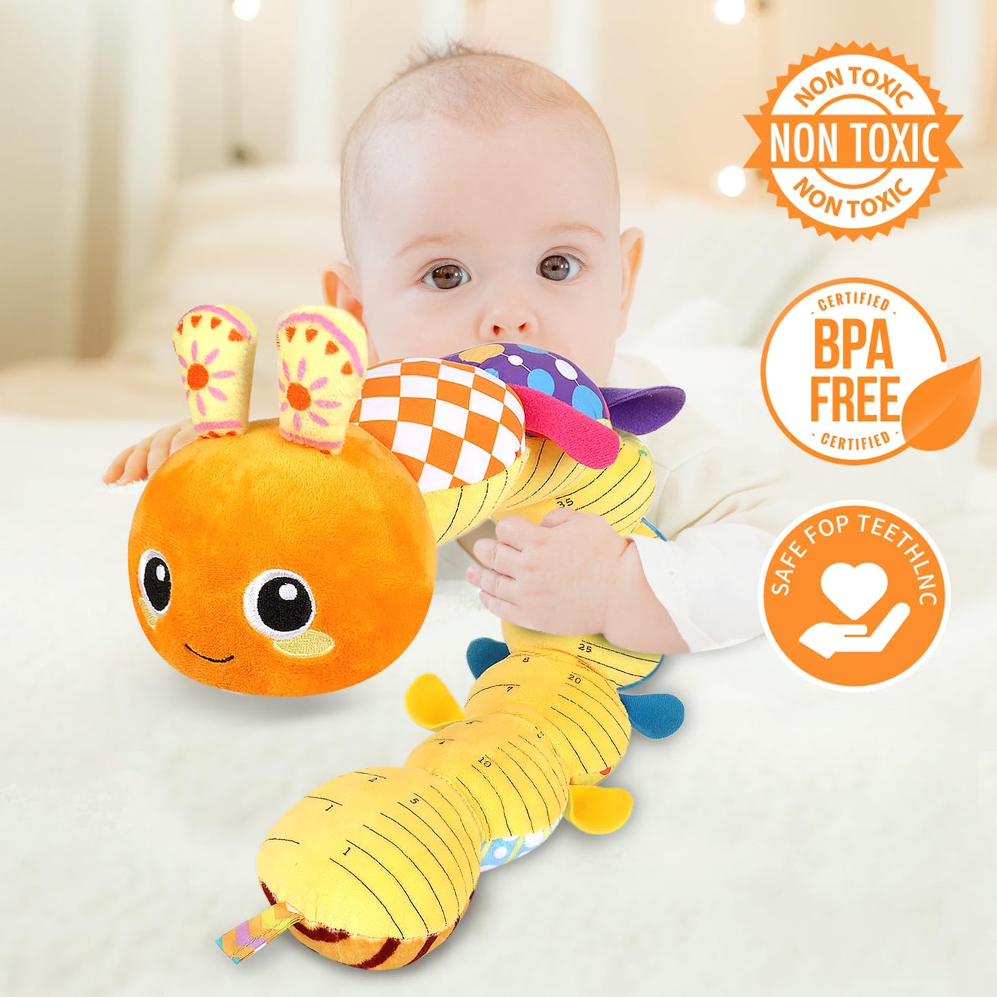 Kmuysl Baby Toys 0-6 6-12 Months, Sensory Music Animal Stuffed Toy For 0 1 2 3 4 5 6+ Months, Plush Toy With Crinkle And Rattles For Infant Newborn, Tummy Time Toys Gifts For 0-3-6-12 Month