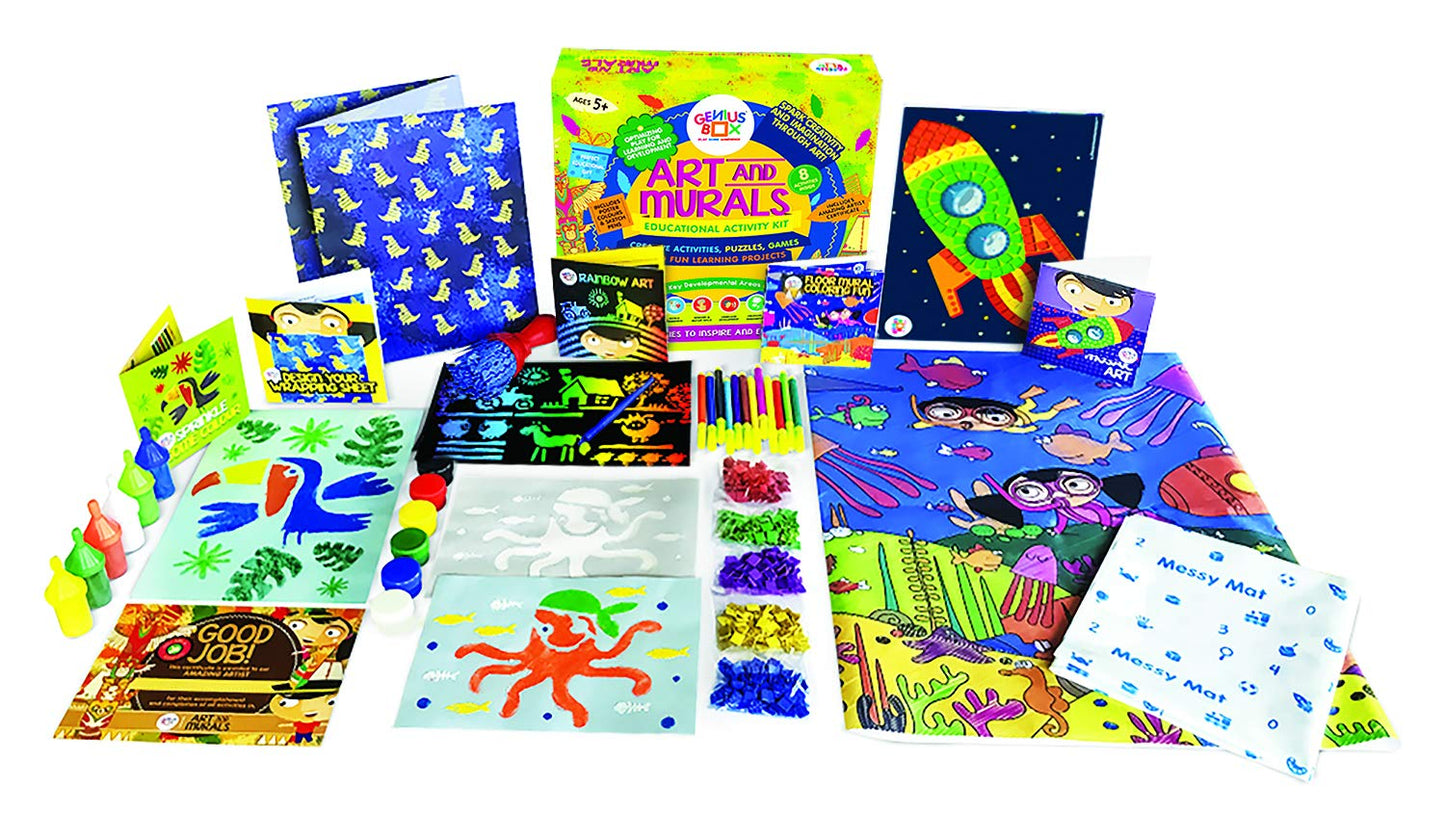 Genius Box Art And Murals Toddler Kit | 8 In 1 Creative Diy Activity Kit | Puzzles Game For Over 5 Years Kids | Fun Learning Toy