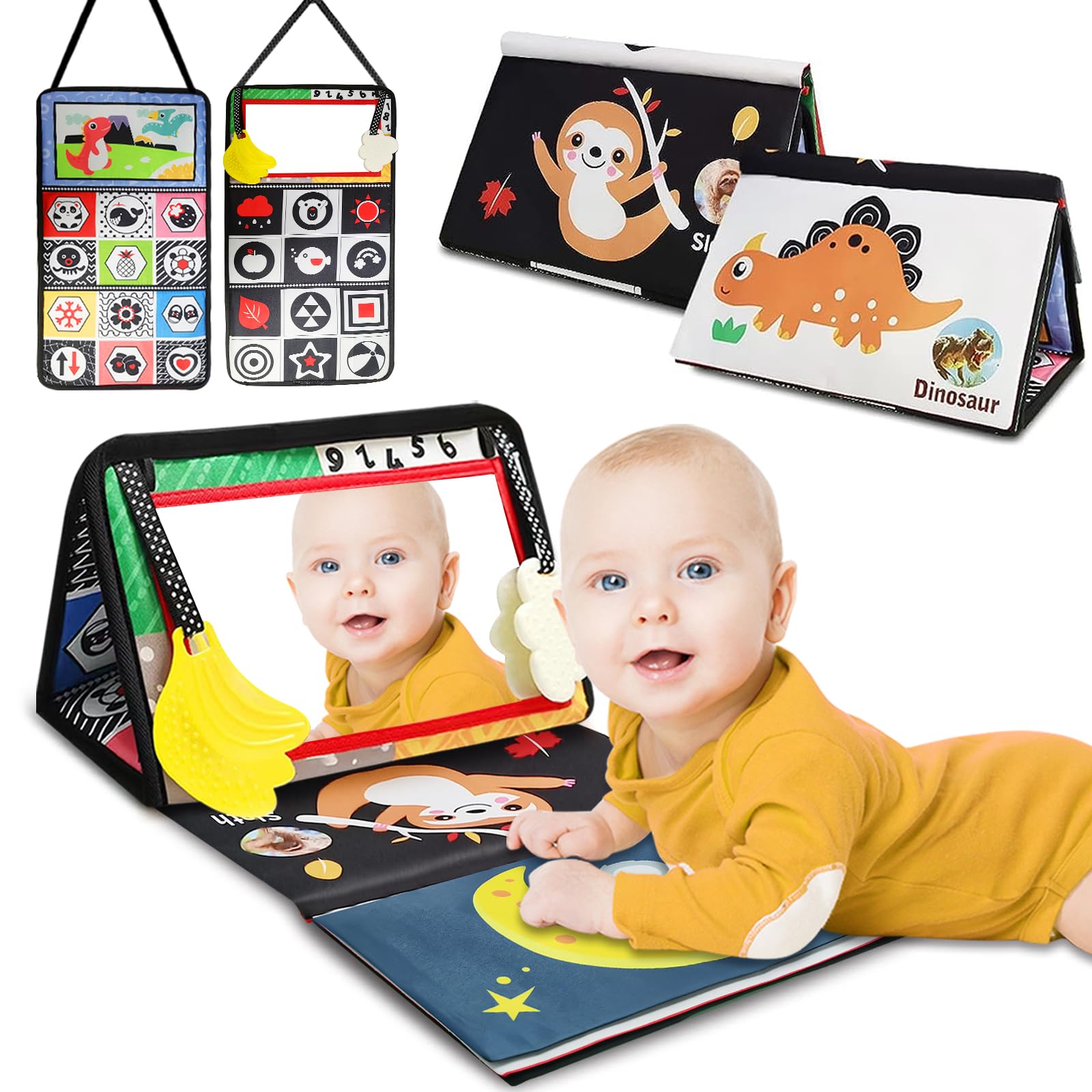 Baby Mirror Toys For Tummy Time, Newborn Infant 0 3 4 6 12 Months Old Boy, Girl Gift. Brain Developmental Montessori Sensory Hig