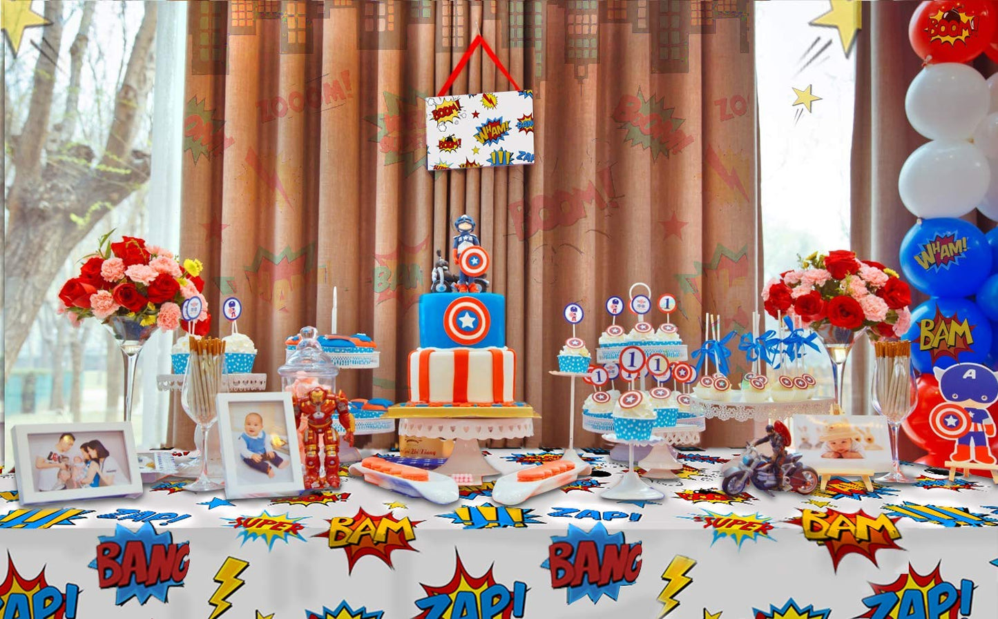 HaWenny 5 Pack Superhero Plastic Table Cover,43 x 71 Superhero Tablecloths Party Supplies Decorations