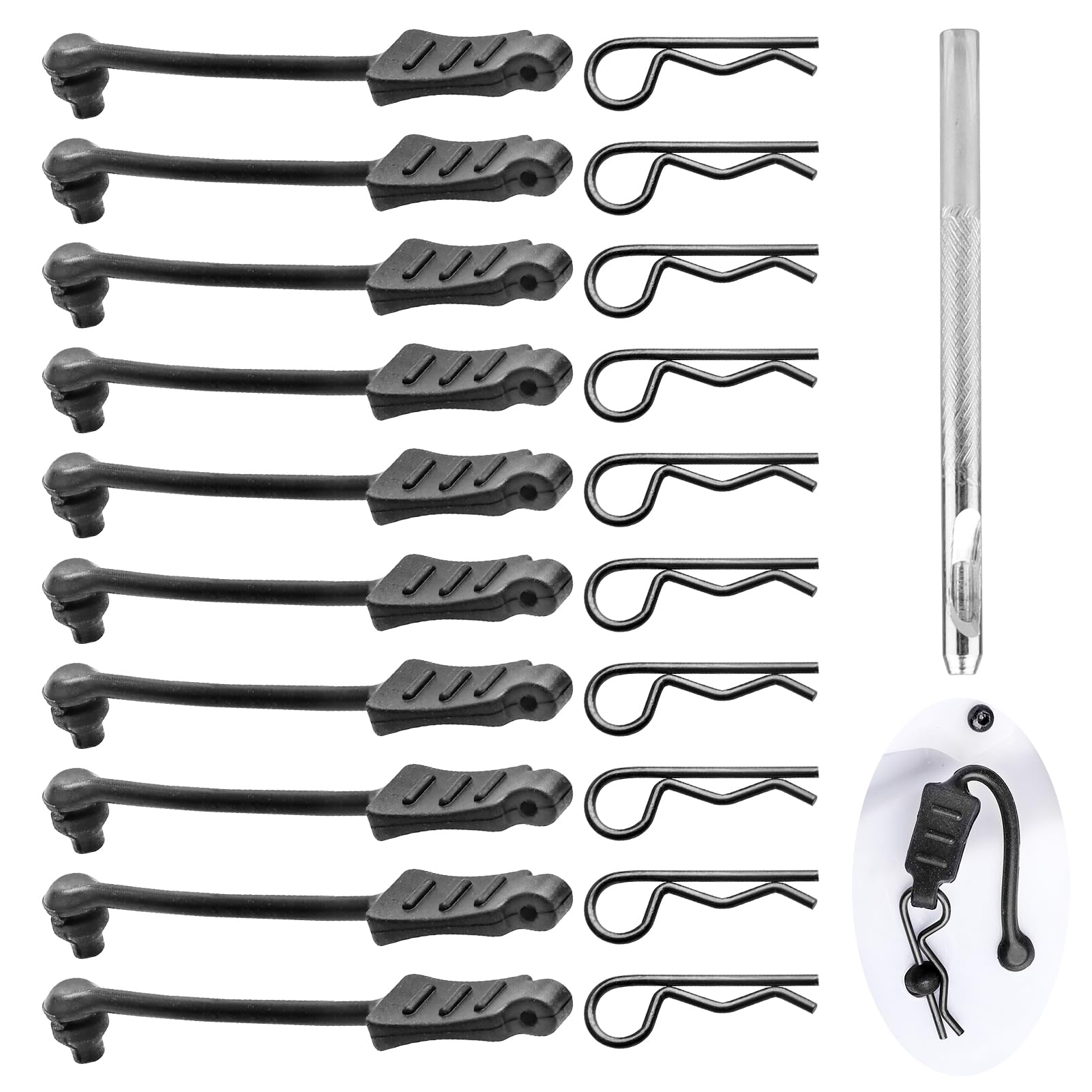 10PCS AllinRC RC Body Clips w/Pull Tabs 2.5mm Hole Puncher for Traxxas TRX4M Losi Mini-T 2.0 Mini JRX2 HyperGo H16GT H16DR 1/16 