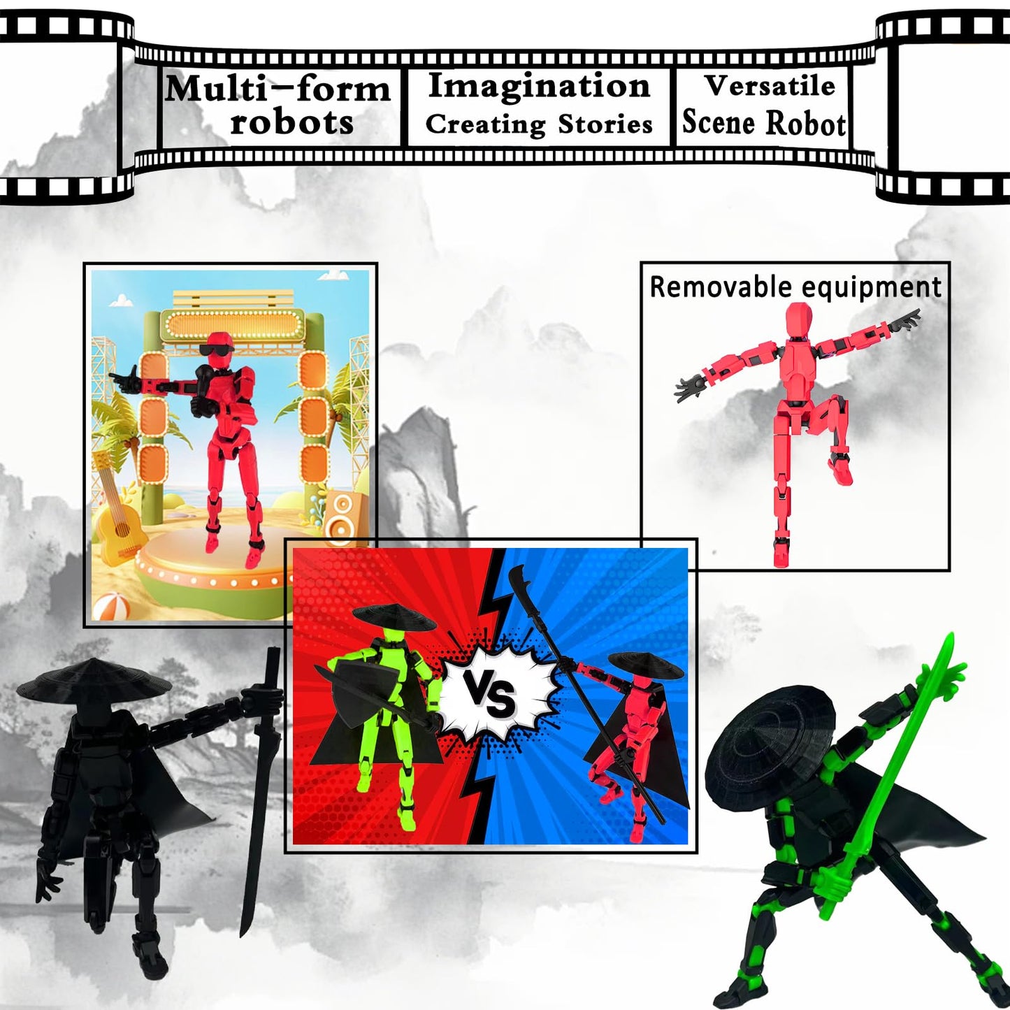 Pkghokids Already Assembled T13 Action Figure Accessories,Dummy 13 T13 Multi-Jointed Movable 3D Printed Toys (Red)