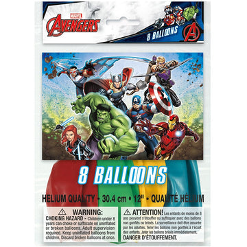 Amscan Avengers Party Latex Balloons - 12'' | Assorted Colors | 8 Pcs