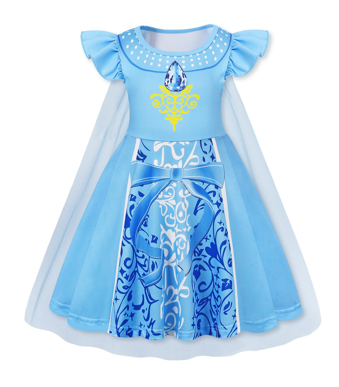 WonderBabe Girls Princess Fancy Dress Kids Halloween Birthday Party Cosplay Dress up Costume with Cape size 2-3t