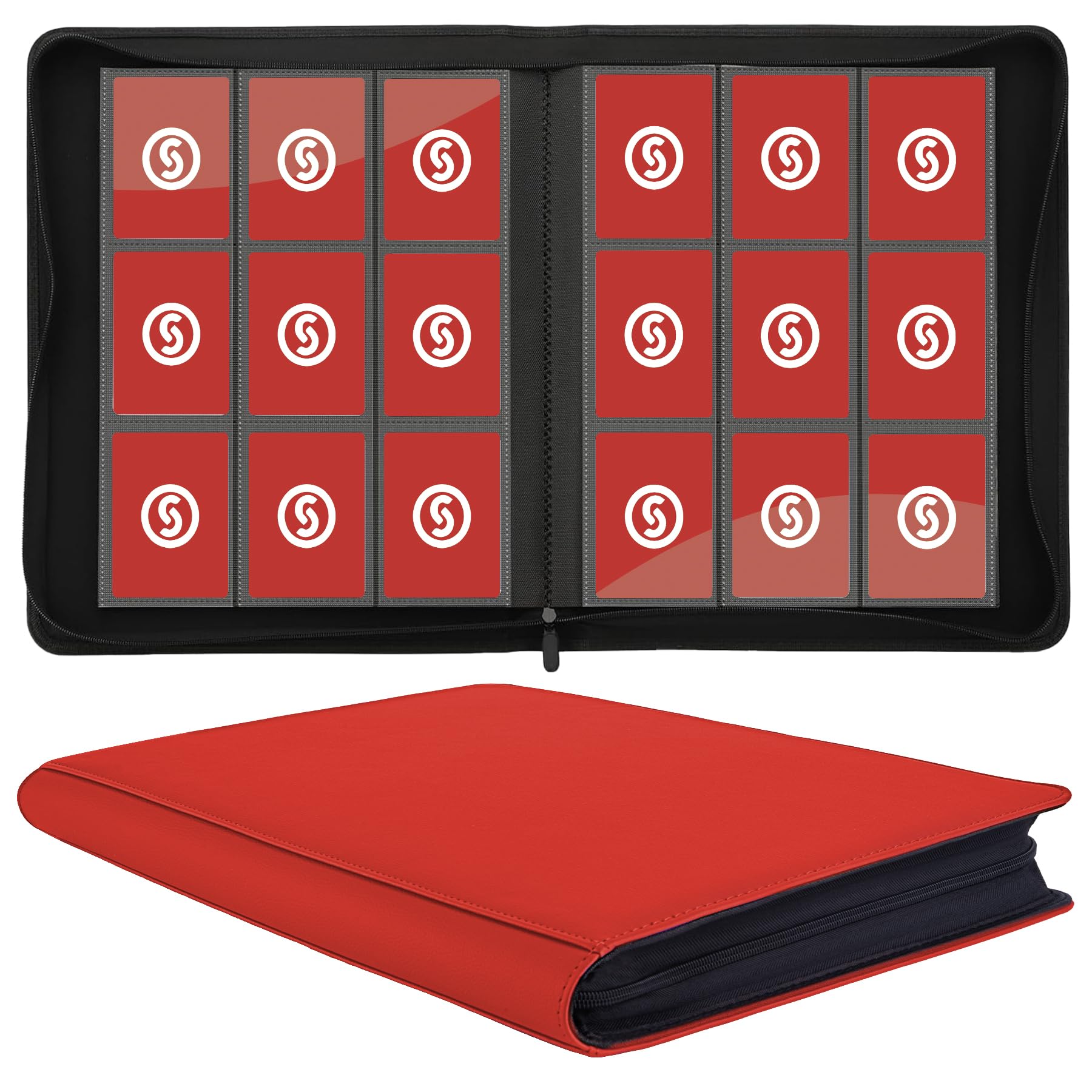 Card Binder 9 Pocket for 360 Cards - enhanced Trading Card Binder with Sleeves Protection  Side Loading Card Collection Binder for TCG  MTG  YGO  One Piece Collectible Cards (Red)