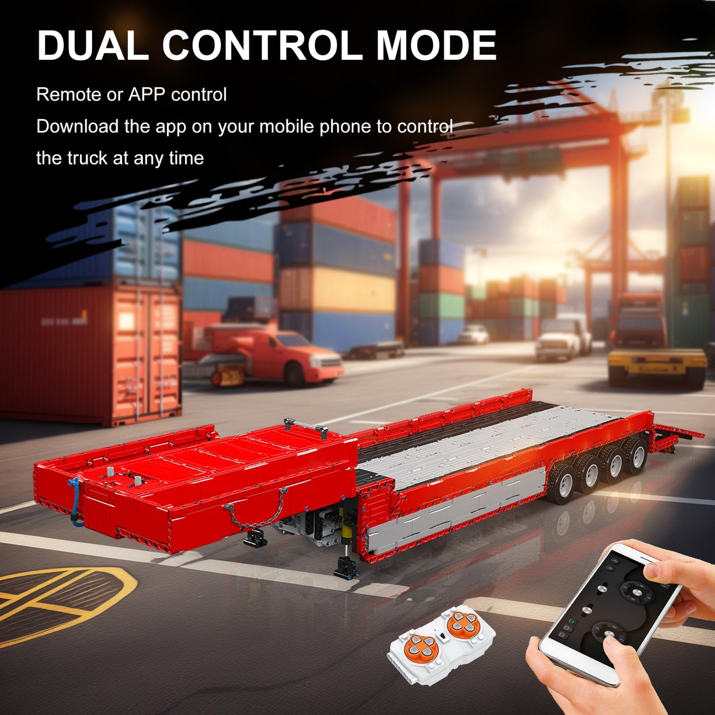 Mould King 19015T Trailer Truck Building Blocks Set, 3399 Pieces, RC Motor, Large Technik Plastic Model for Ages 14+/Adults