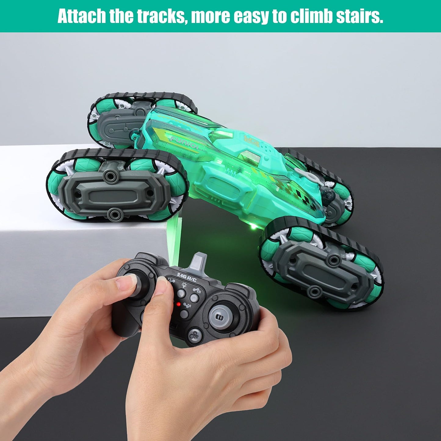 FUNiOi 8 Wheels RC Stunt Car for Kids Aged 6 7 8-12 9 10 11 Years Old, Cool Gesture RC Car Toy for Boys and Girls, with Lights &