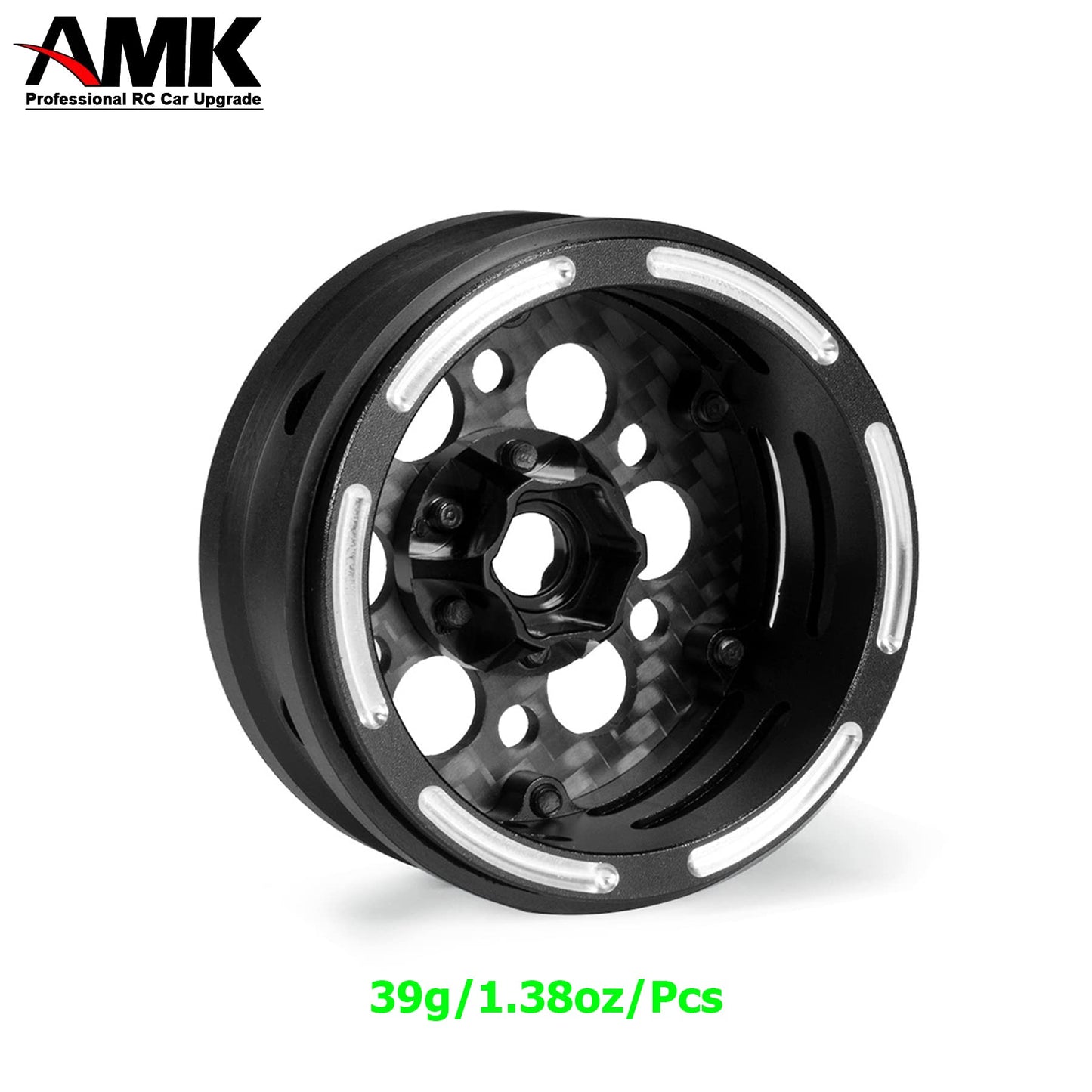 1.9 Beadlock Wheels, 4Pcs Carbon Fiber 1.9 Wheels, 1.41oz/Pcs Lightweight 1.9 Crawler Wheels for Axial SCX10 II SCX10 III Capra