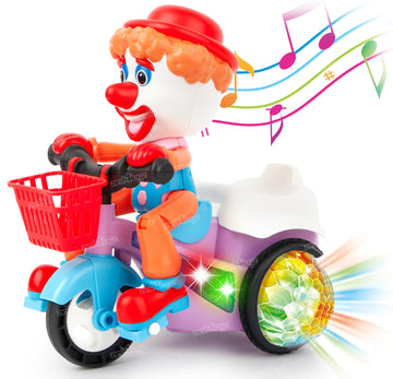Zest 4 Toyz Musical Toy For Kids 360 Degree Rotating Stunt Tricycle Joker Bump & Go Toy With 4D Lights Dancing Toy Battery Opera