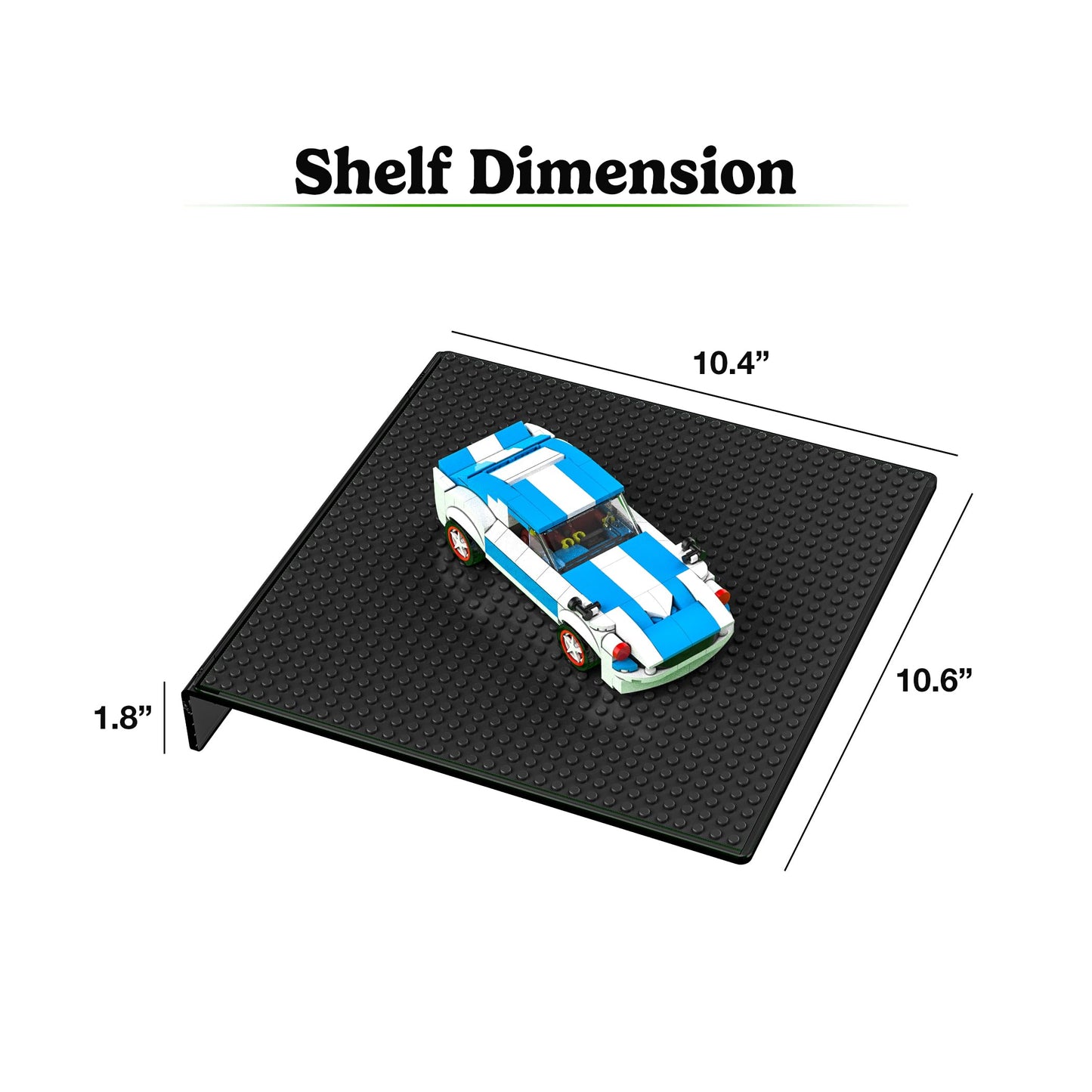 GALVANOX Display Shelves for Toy Building Bricks  Wall Mounted Shelf with 10 Inch Removable Baseplate  Black (4 Pack)