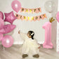 40 Inch Pink Number 1 Balloons, Large 1 Balloon Number Pink Foil Number Balloons, Light Pink 1st Mylar Birthday Balloons for Gir