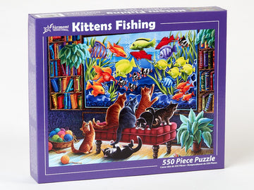Vermont Christmas Company Kittens Fishing Jigsaw Puzzle 550 Piece