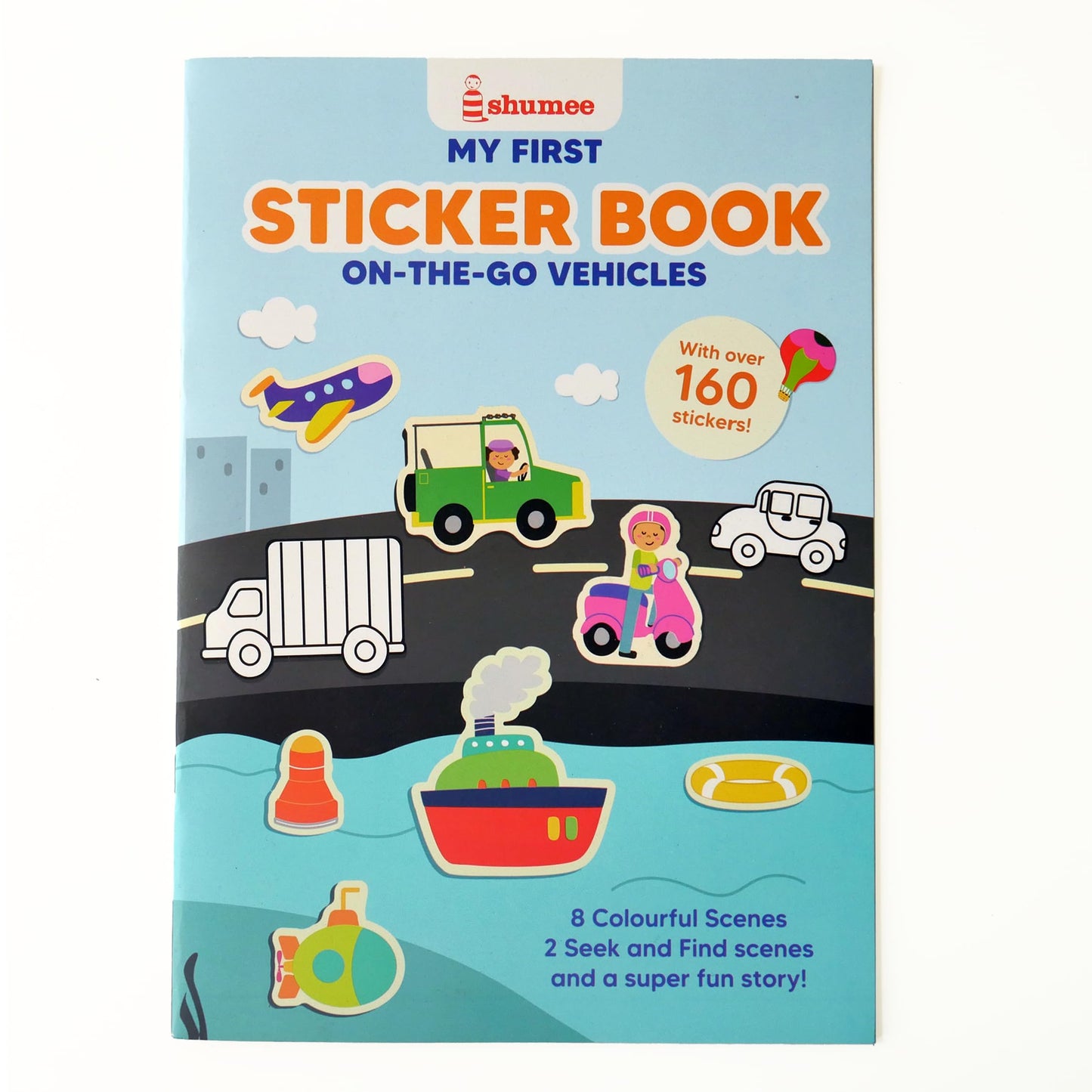 Shumee My First Sticker Book- Vehicle Themed (3+ Years) | 160+ Stickers | Long Lasting & Reusable Stickers! | Non Toxic & Safe |