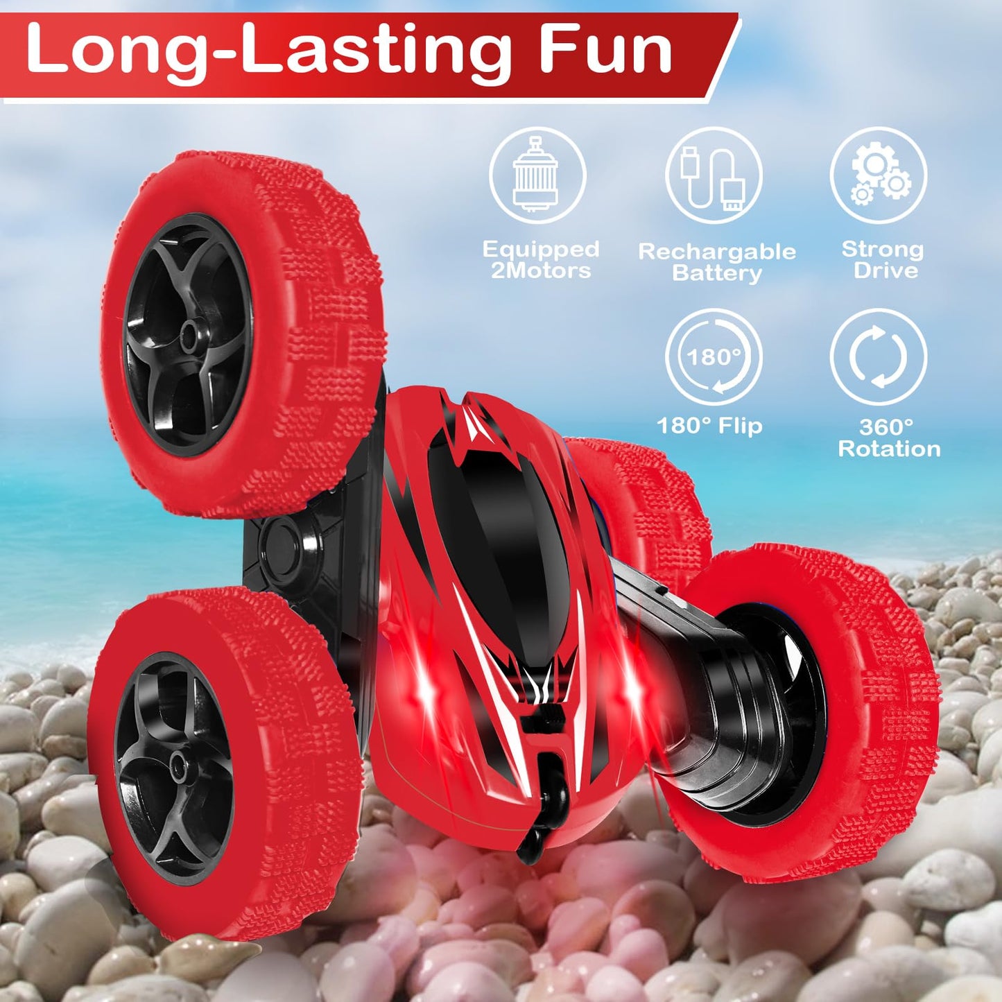 FREE TO FLY Rc Car Remote Control Toys: 4Wd Stunt Vehicle All Terrain Rechargeable Battery Race Cars for Kids Ages 4-8 Birthday