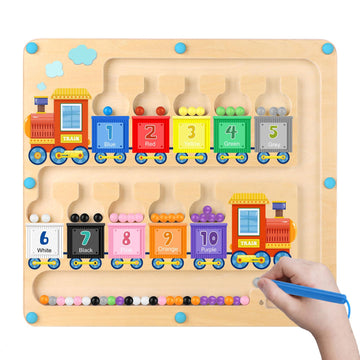 Magnetic Color And Number Maze Toy, Wooden Magnet Balls Puzzles Board, Fine Motor Skills Toddler Activities, Montessori Gift For