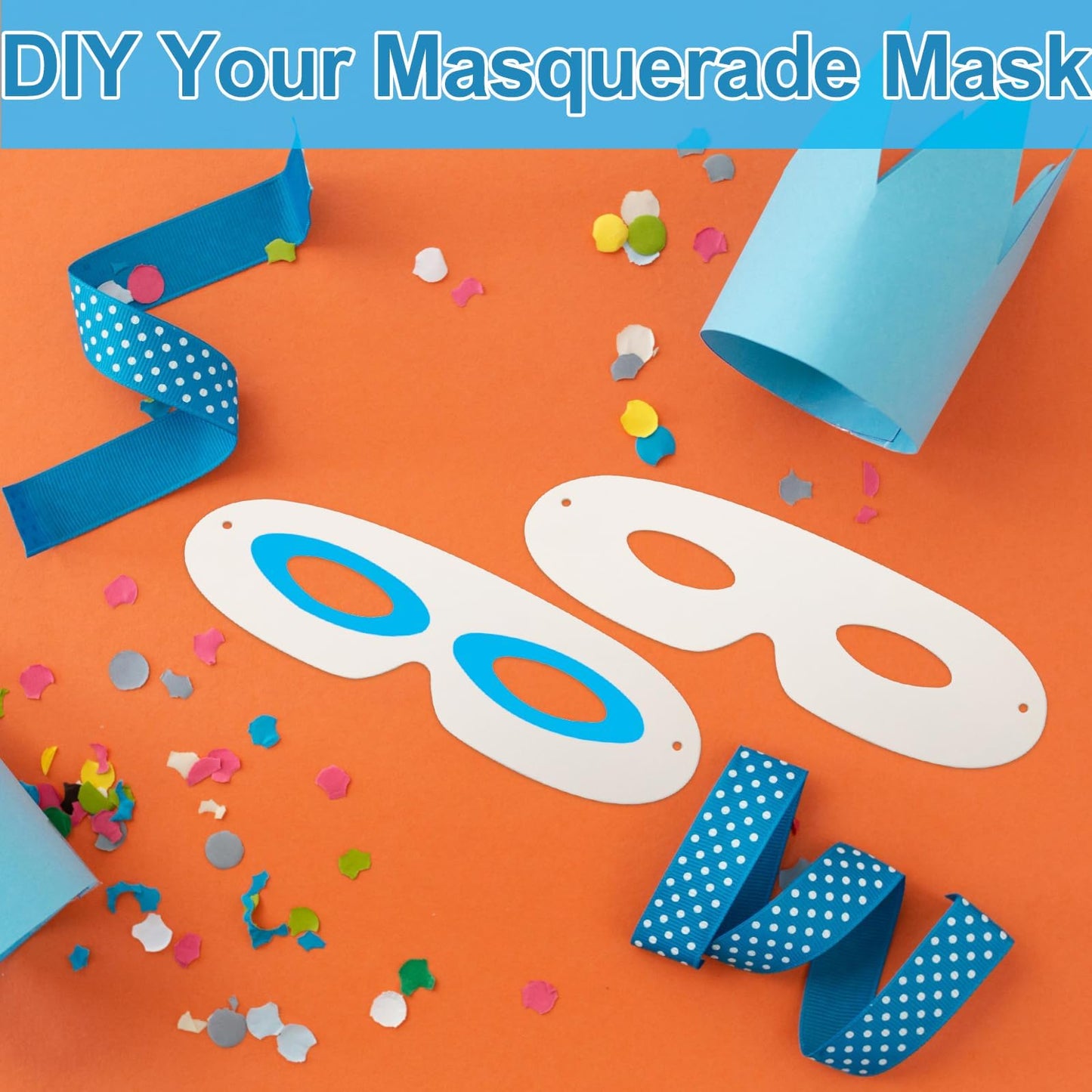 DSYIL DIY Paper Eye Masks Bulk 100 Pack, Blank Masquerade Masks Costume Accessories for Halloween, Cosplay & Events, Adjustable