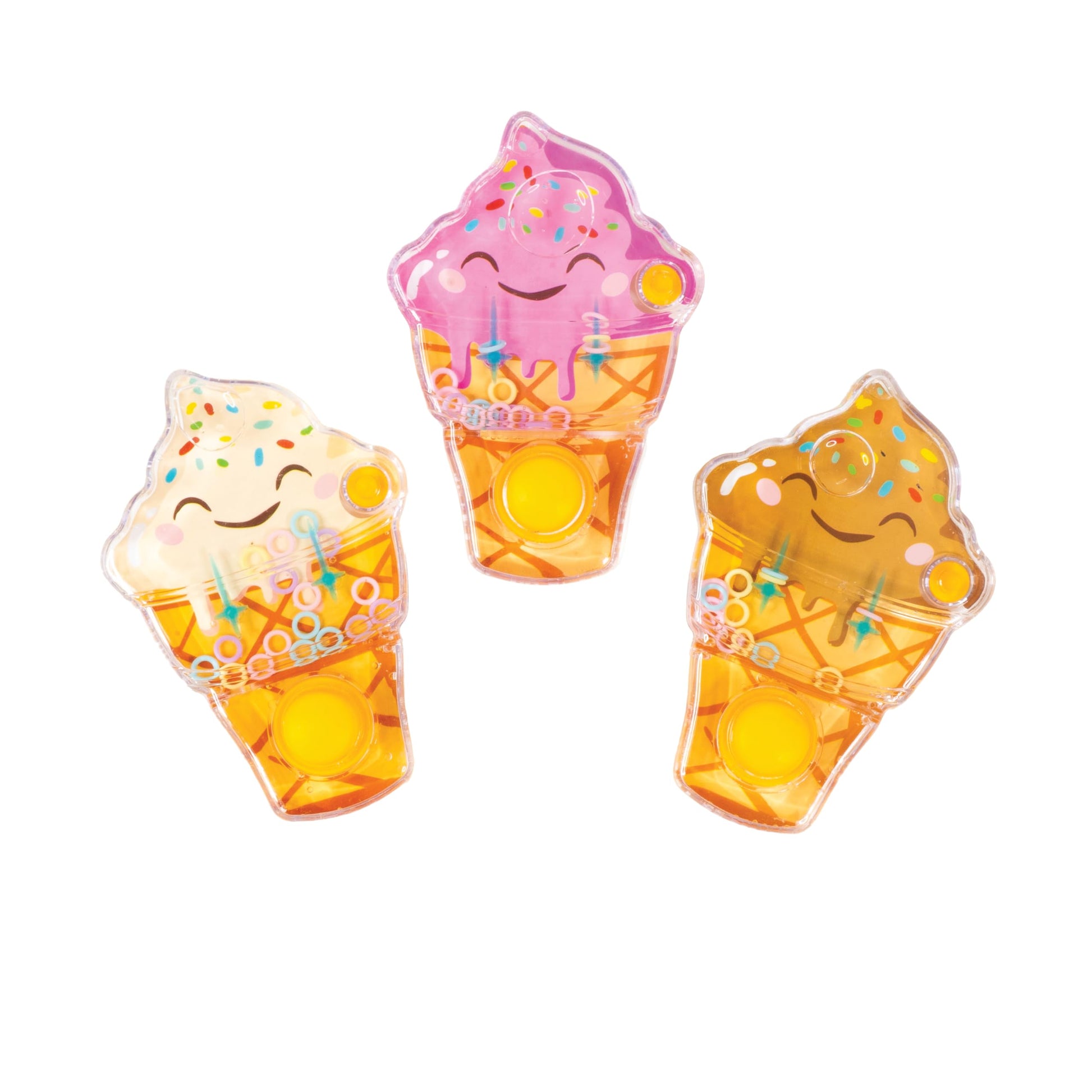Raymond Geddes Ice Cream Float Water Games - Pack of 24 - Handheld Ring Toss Toys in Cone Shapes with Refillable Water